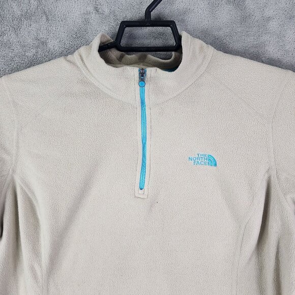Womens Beige The North Face Fleece Pullover Sweatshirt 1/4 Zip Long Sleeve XL - Picture 4 of 14